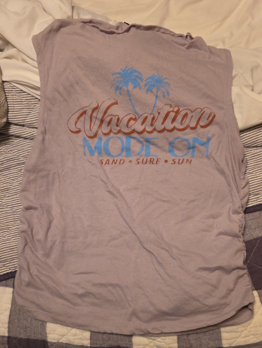 wild fable Light Lavender Tank Top with Blue & Rust Palm Print